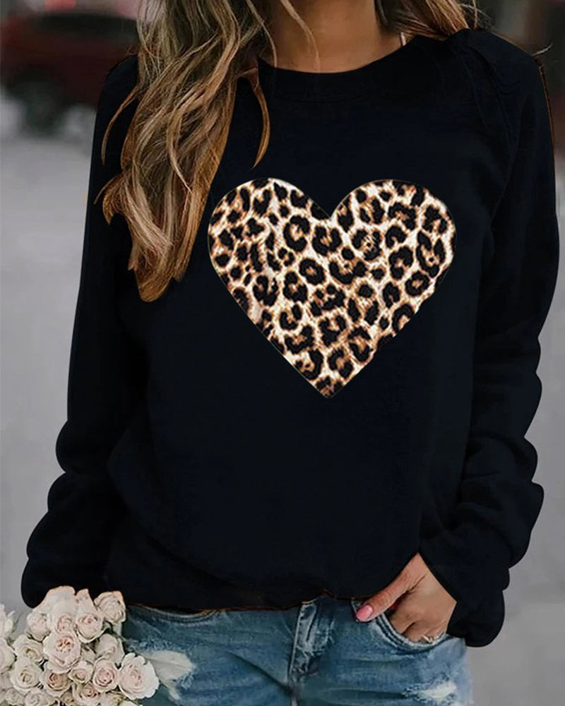 Lenka | Elegant Sweater with Leopard Heart Print