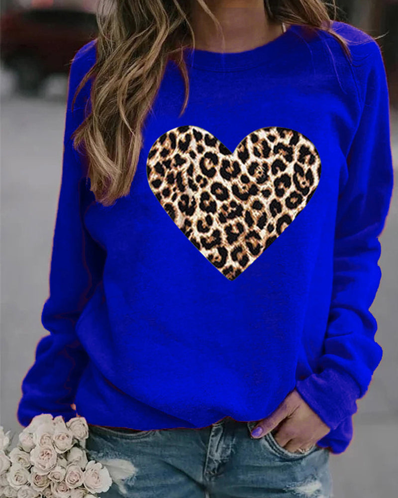 Lenka | Elegant Sweater with Leopard Heart Print