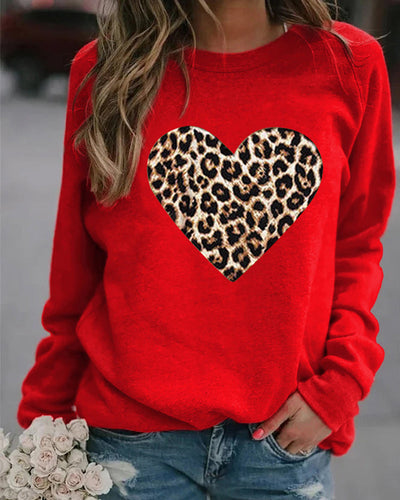 Lenka | Elegant Sweater with Leopard Heart Print