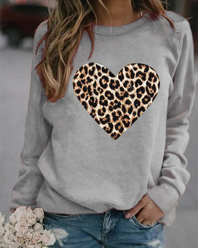 Lenka | Elegant Sweater with Leopard Heart Print