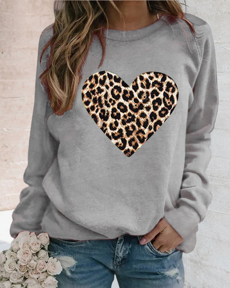 Lenka | Elegant Sweater with Leopard Heart Print