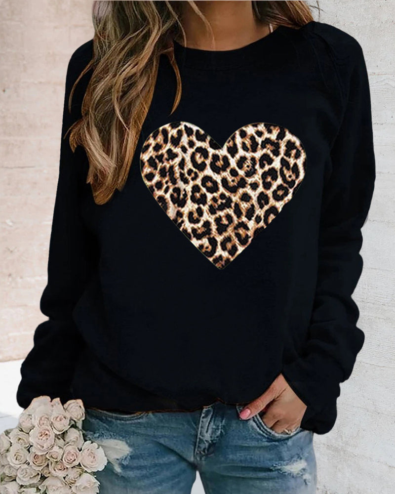 Lenka | Elegant Sweater with Leopard Heart Print