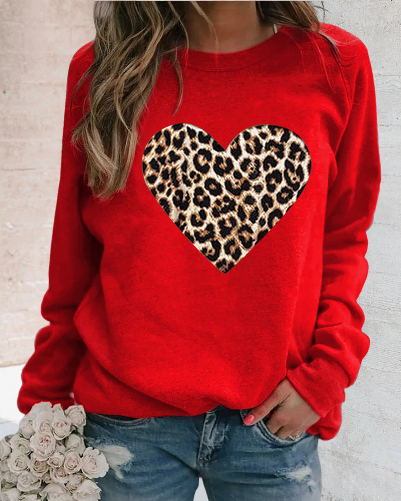 Lenka | Elegant Sweater with Leopard Heart Print