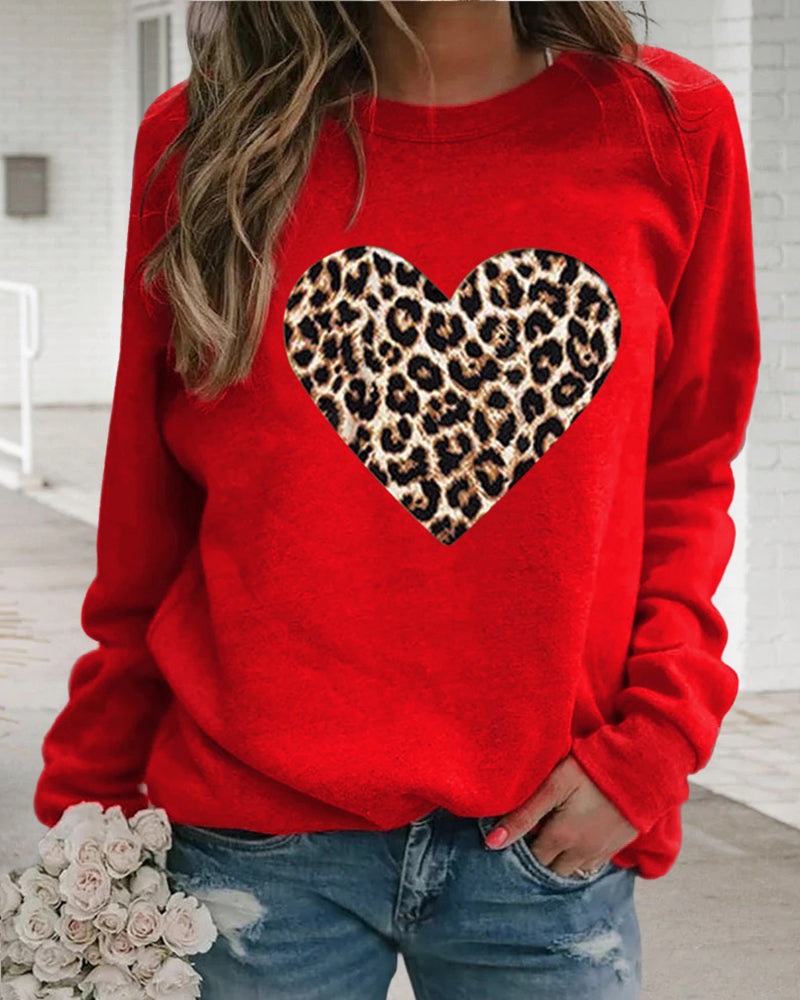 Lenka | Elegant Sweater with Leopard Heart Print