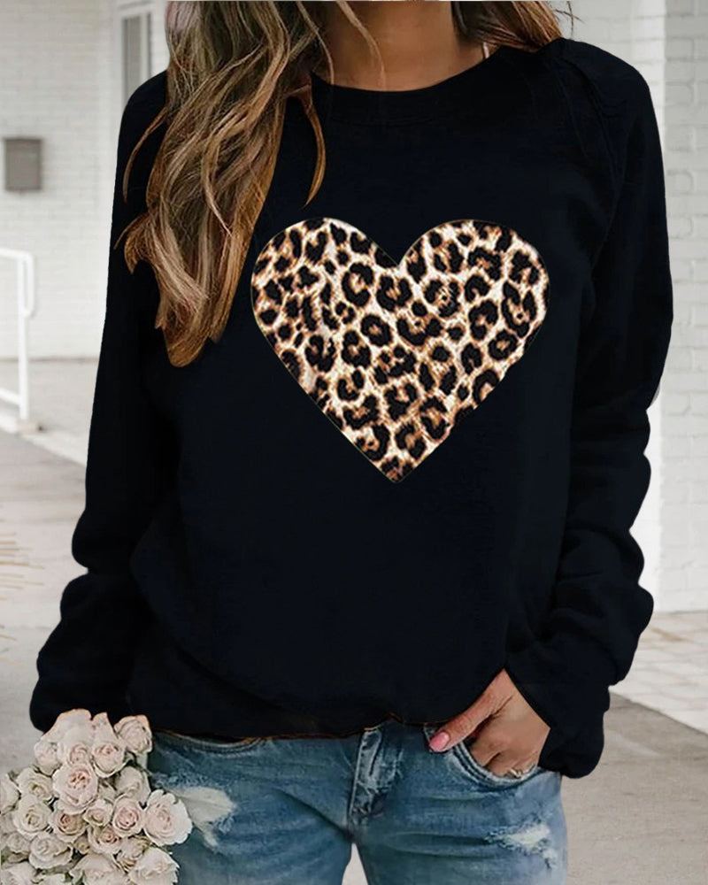 Lenka | Elegant Sweater with Leopard Heart Print