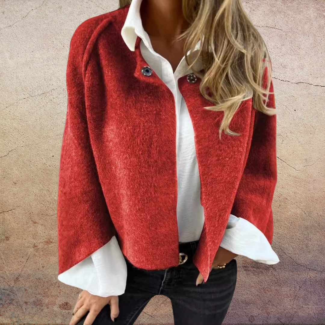 Celeste | Wool jacket with round neckline and long sleeves