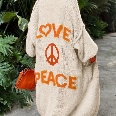 Peacy | Cardigan with Peace and Love print