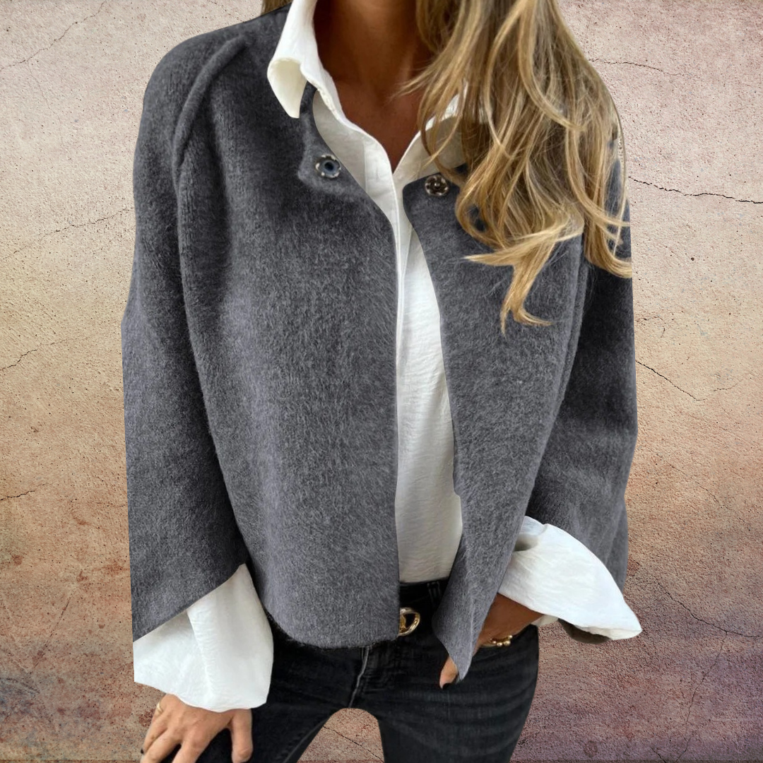 Celeste | Wool jacket with round neckline and long sleeves