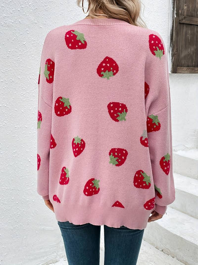 Berries | Cardigan with strawberry pattern