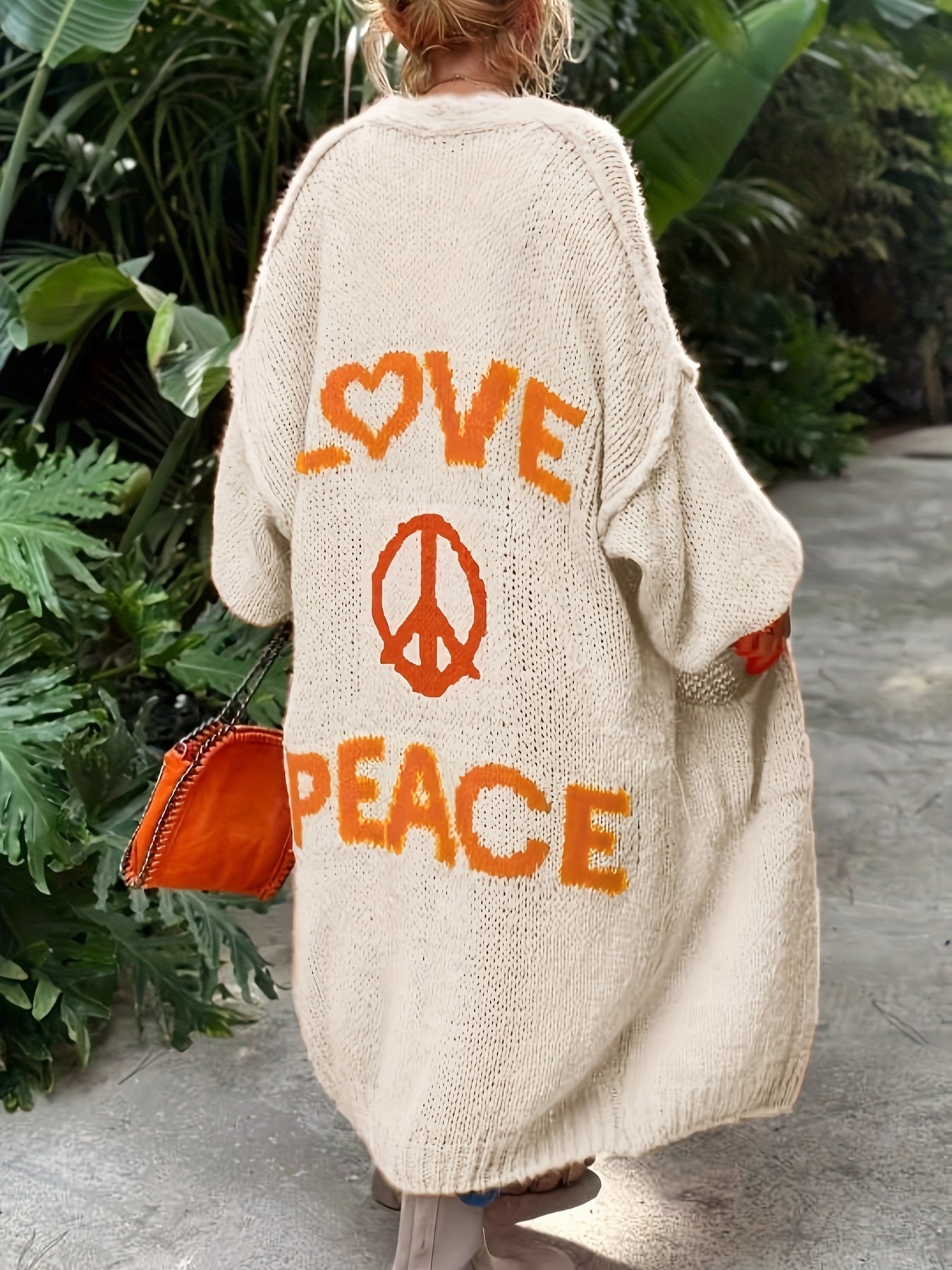 Peacy | Cardigan with Peace and Love print