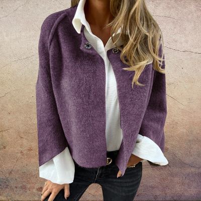 Celeste | Wool jacket with round neckline and long sleeves