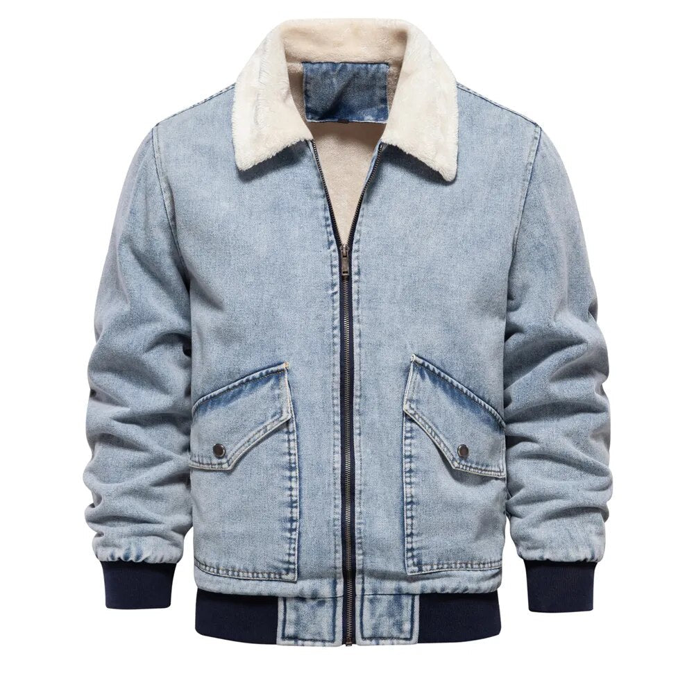 Mason | Denim Winter Jacket with Fur Lining