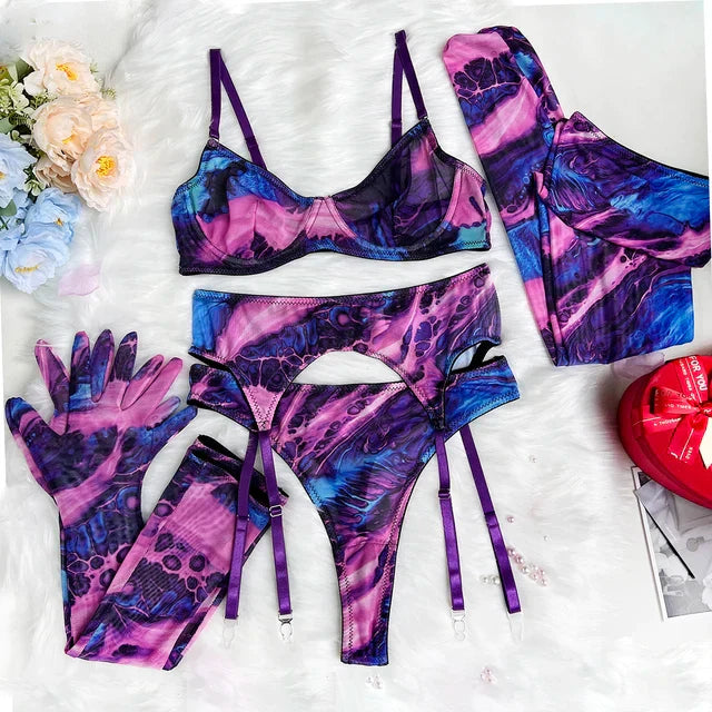 Serena | 5-piece tie-dye lingerie set