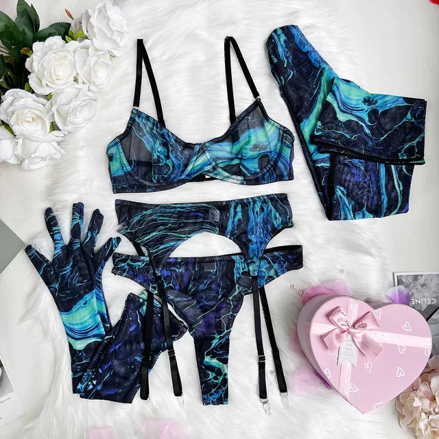 Serena | 5-piece tie-dye lingerie set