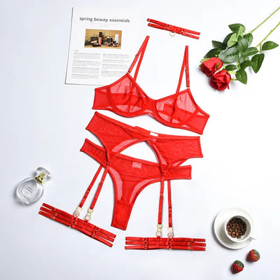 Richeza | Transparent 4-piece lingerie set