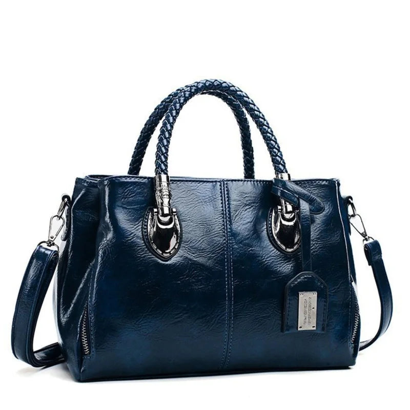 Giana | Elegant Leather Handbag with Woven Handle