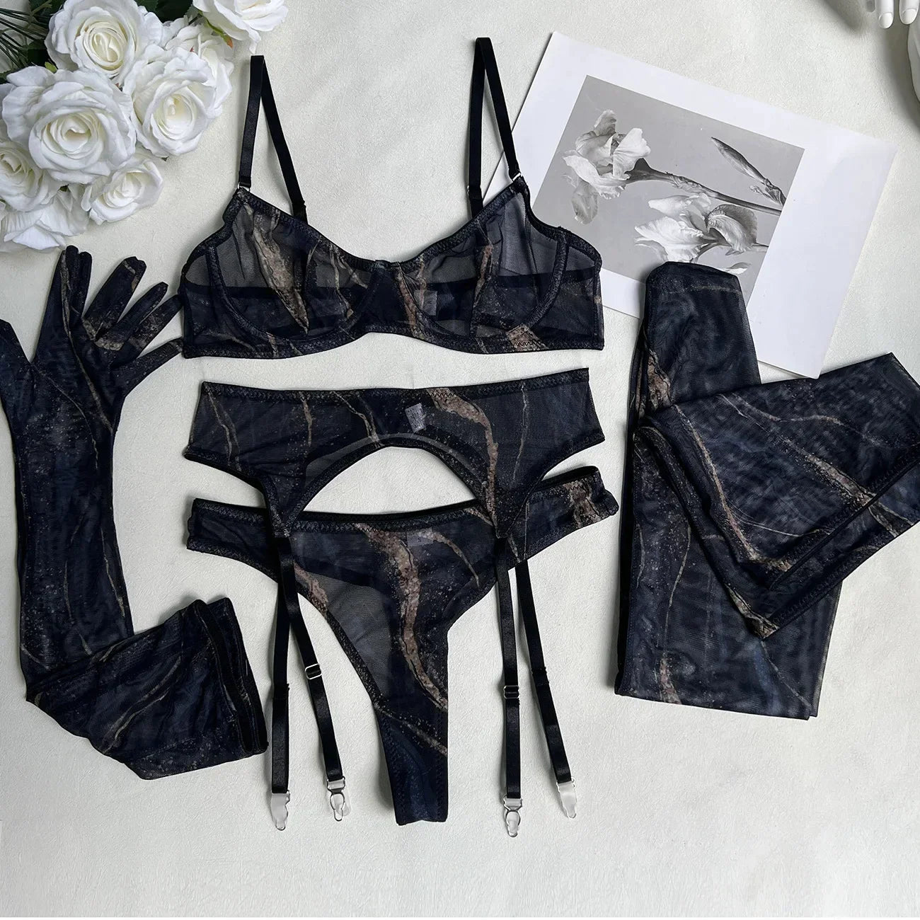 Serena | 5-piece tie-dye lingerie set