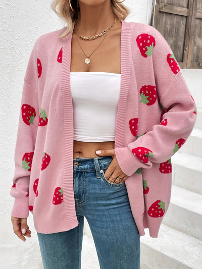 Berries | Cardigan with strawberry pattern