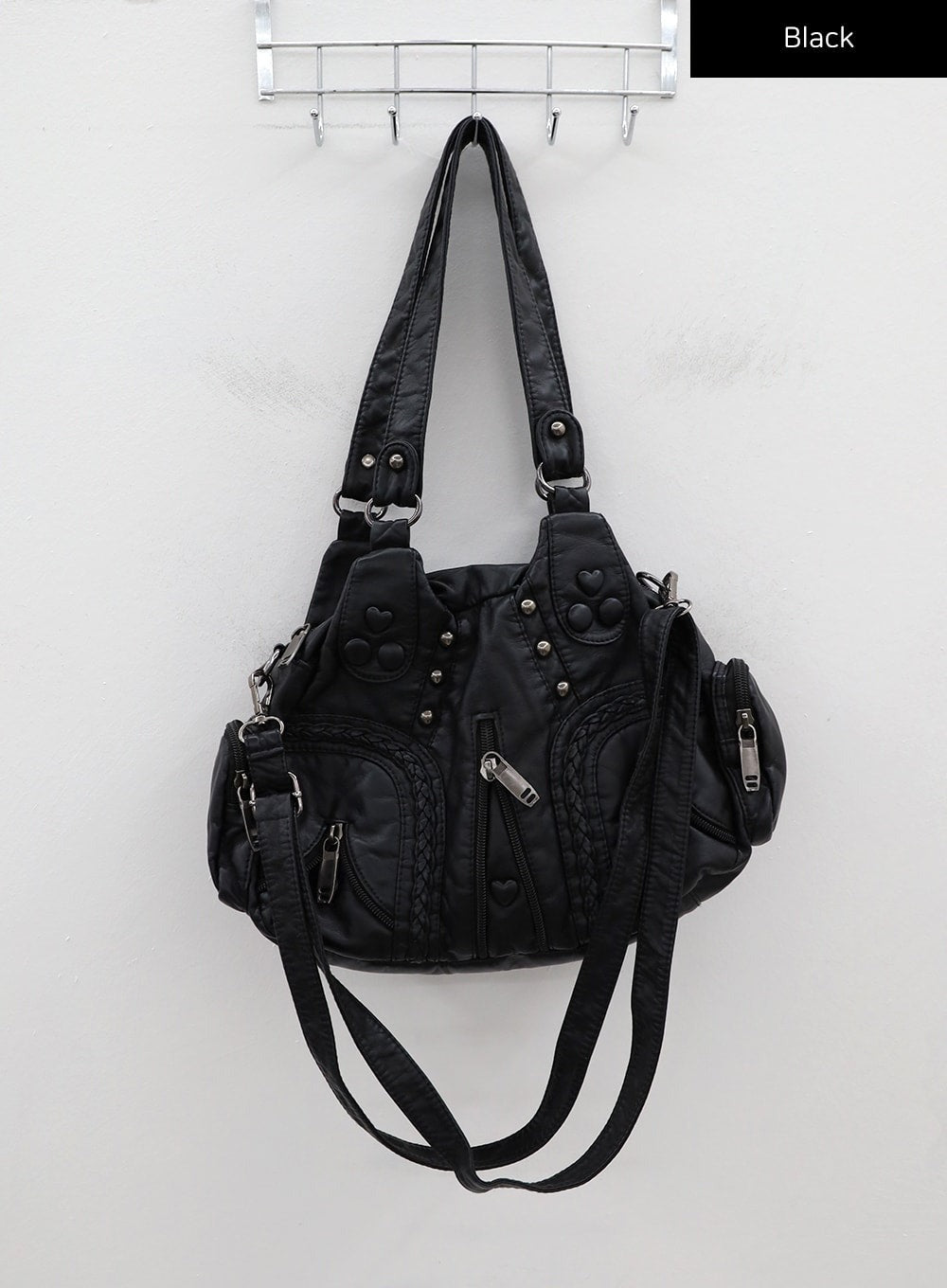 Esmee | Black Shoulder Bag with Studs