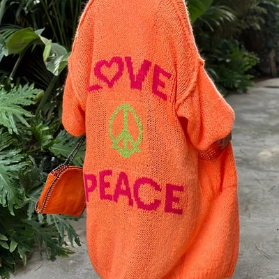 Peacy | Cardigan with Peace and Love print