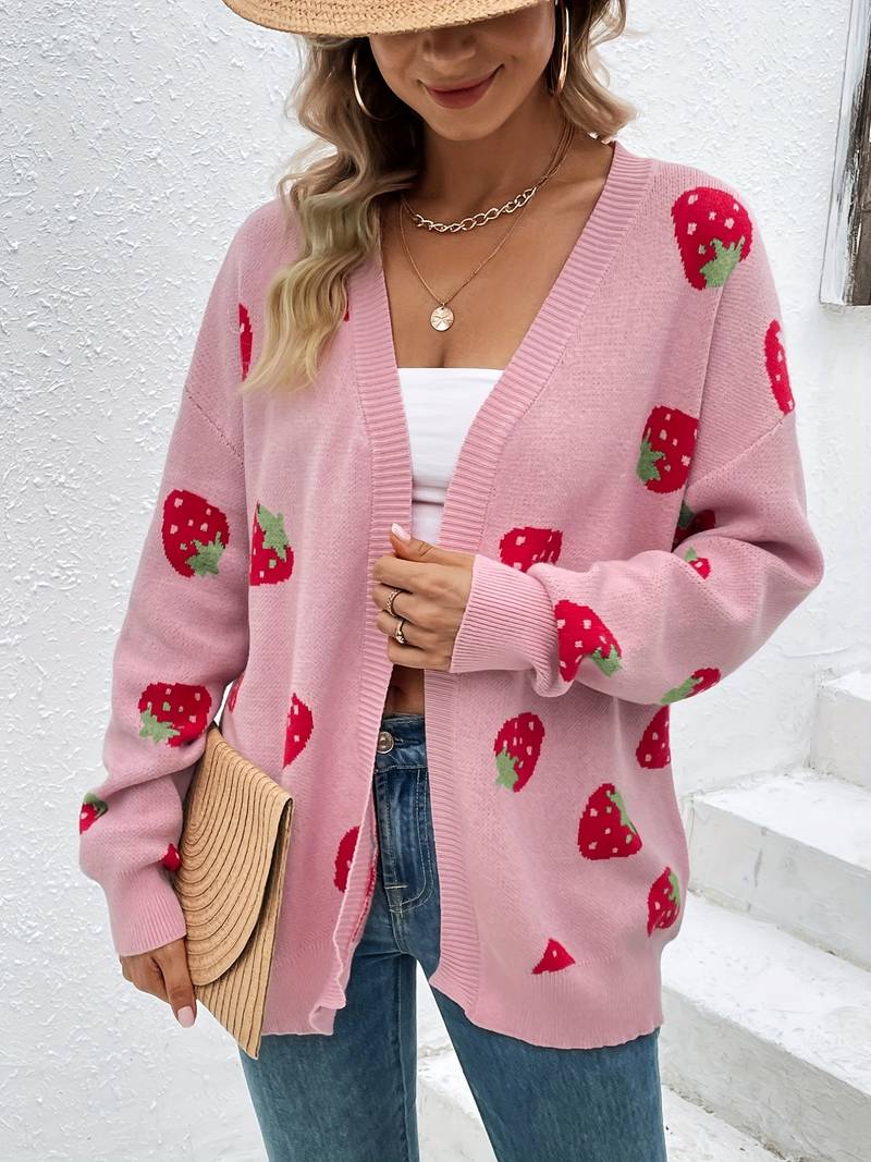 Berries | Cardigan with strawberry pattern