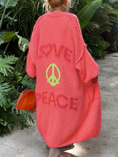 Peacy | Cardigan with Peace and Love print