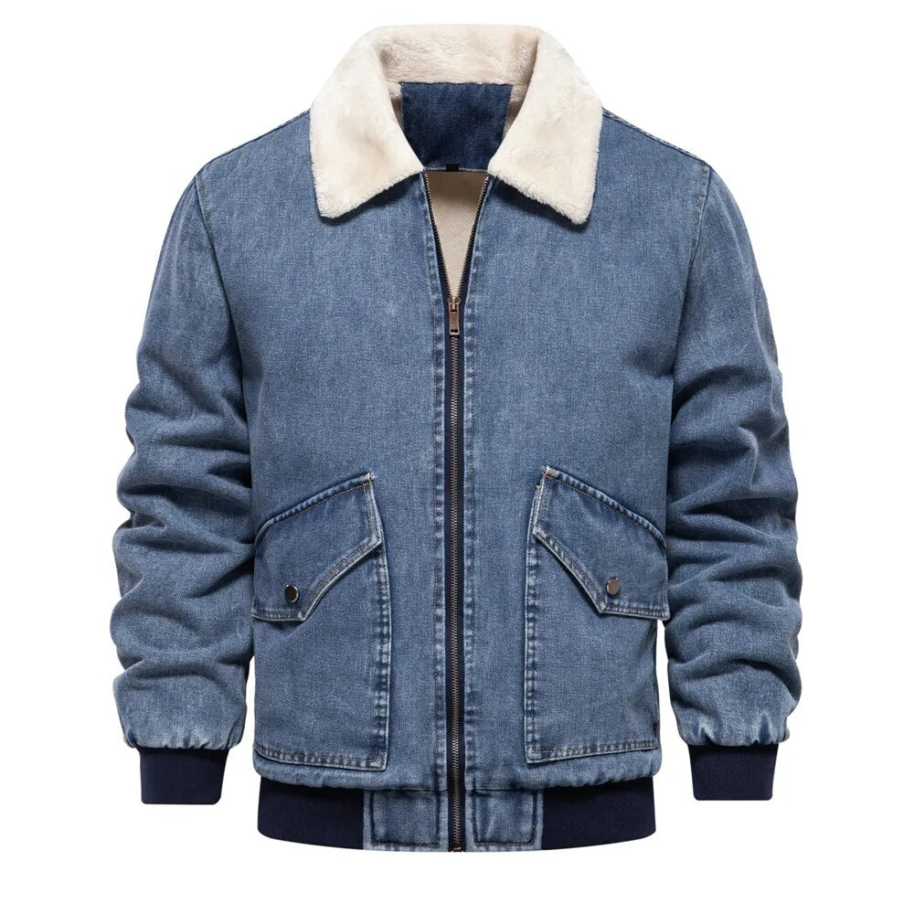 Mason | Denim Winter Jacket with Fur Lining